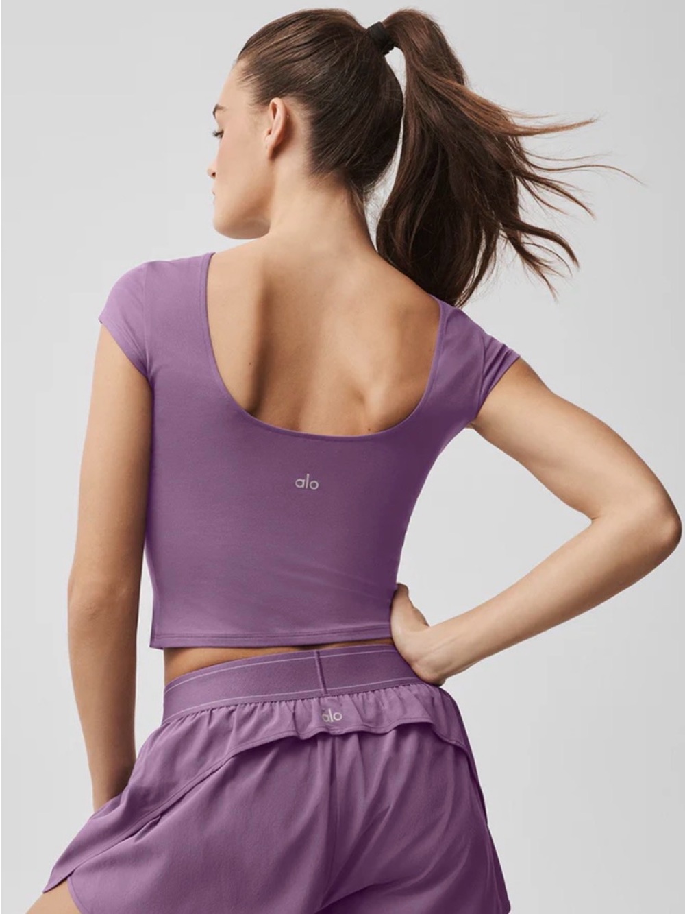 ALO Yoga Alosoft Back For More Tee- Plum Kiss